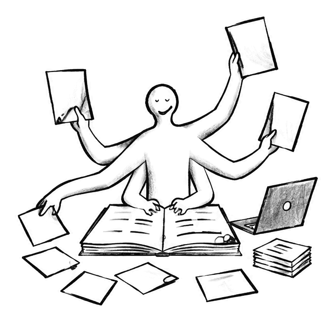 A founder brings invoice sheets into one ledger beside a laptop.